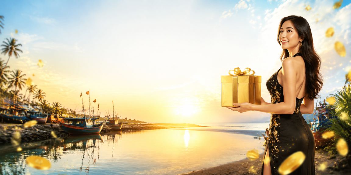 Khung cảnh biển Mũi Né với người dùng thư giãn và tham gia xổ số trực tuyến trong dịp hè